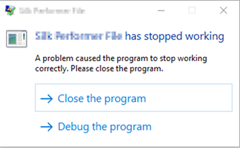 crash dialog