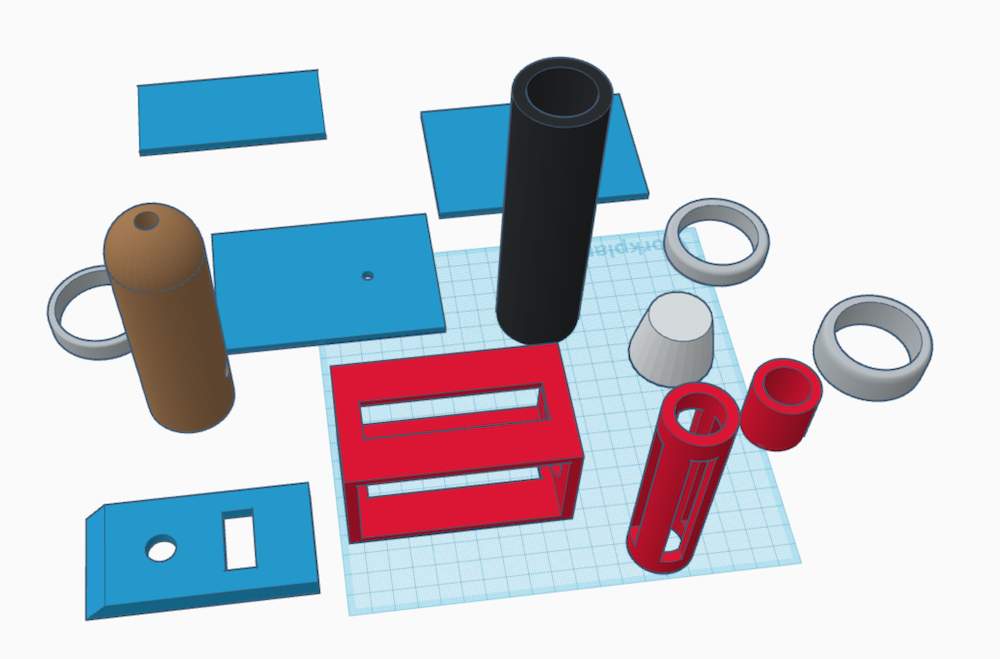The main parts designed with Tinkercad