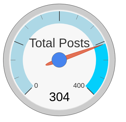 Gauge chart displaying a value 304