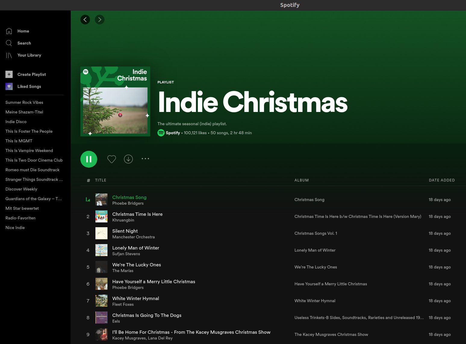 Spotify playlist: Indie Christmas