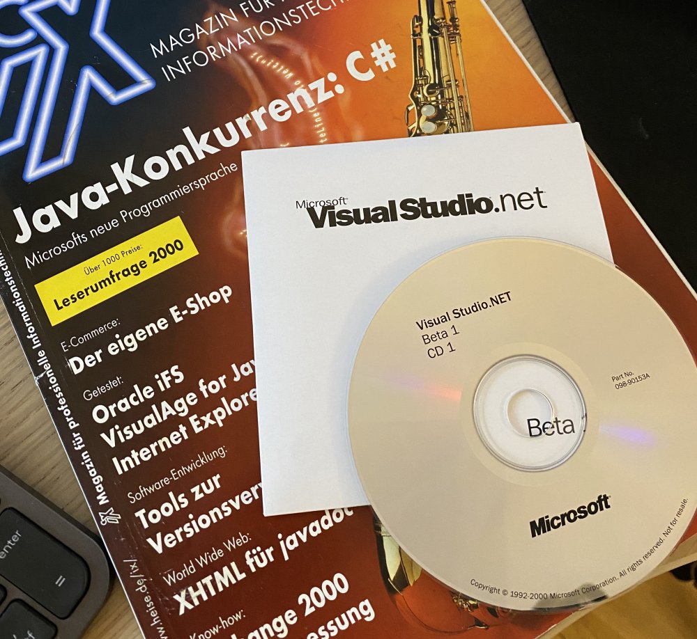 .NET in iX magazine and Visual Studio .NET Beta 1 CD ROMs