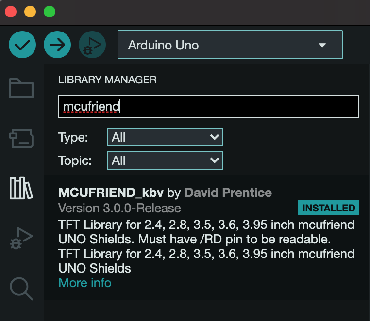 Installing the MCUFRIEND library