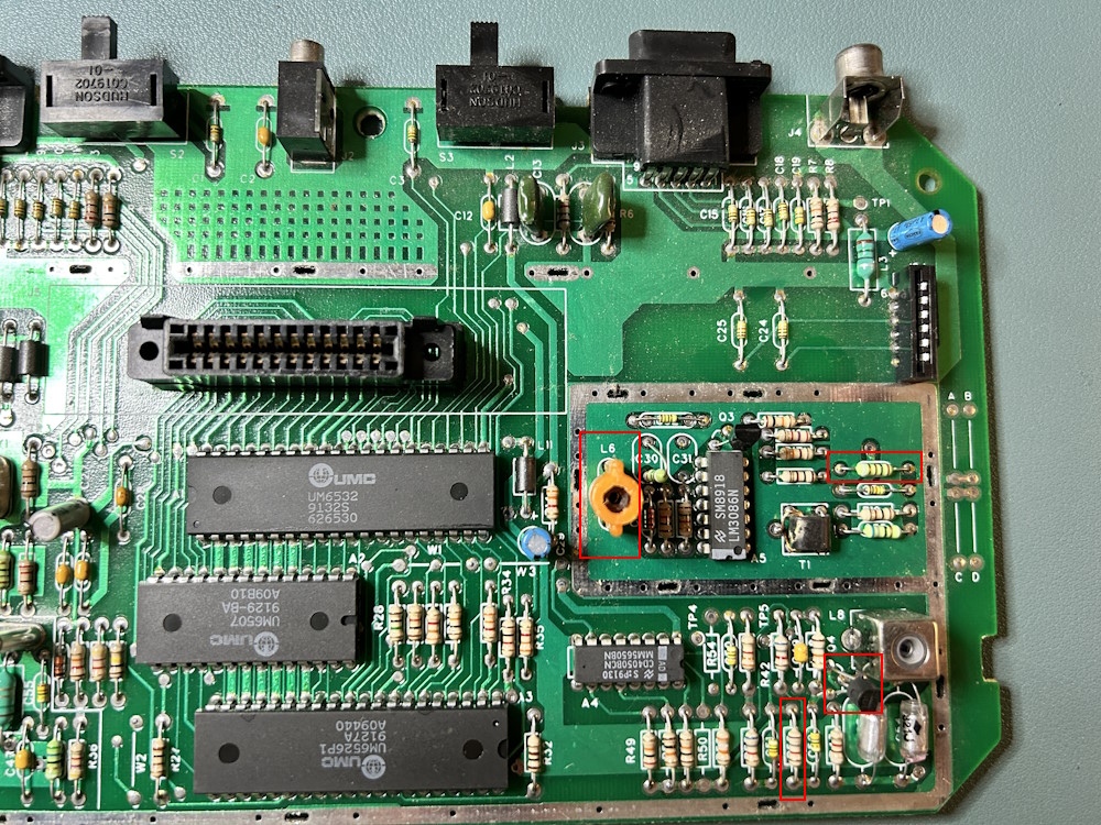 The components to be removed a circled in red