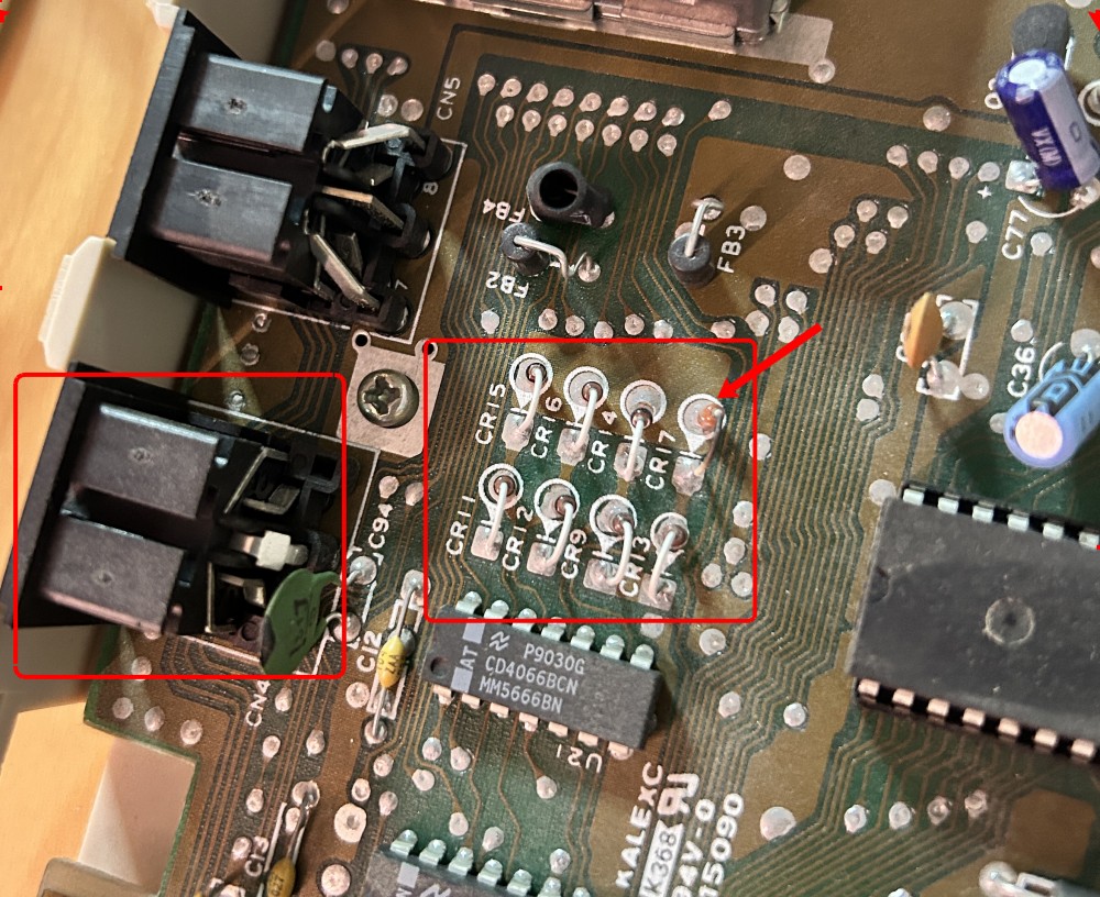 The serial port protective diodes