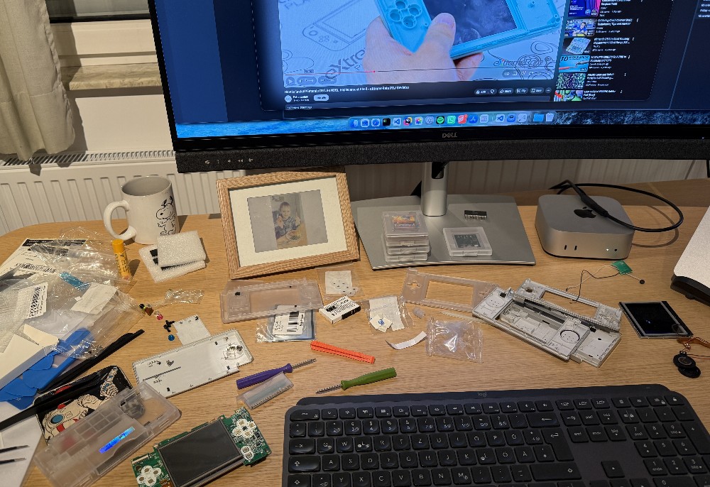 Work in progress: all the old and new parts laid out on my desk