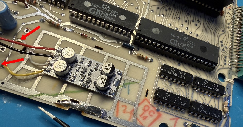 The AV mod board wired up