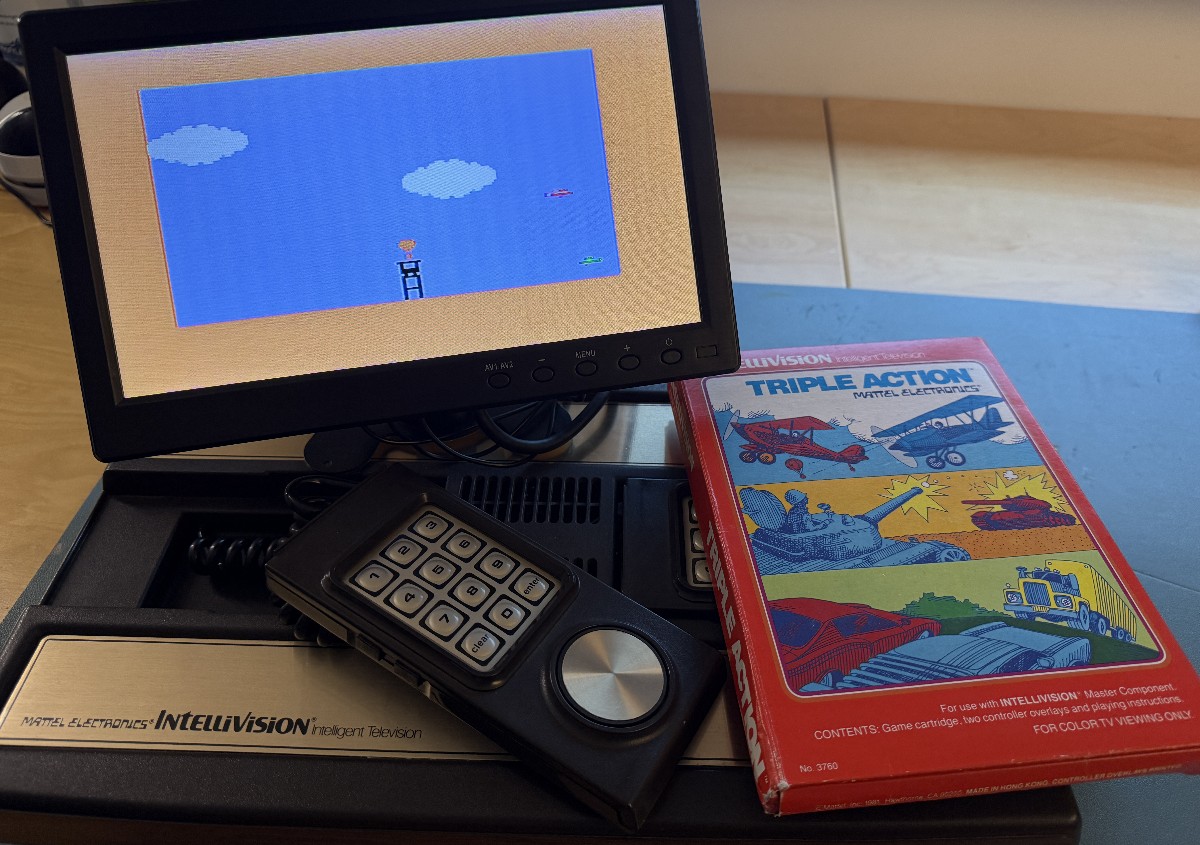 Intellivision connected to an LCD monitor